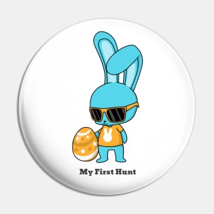 Blue Easter Bunny My First Hunt Egg Pin