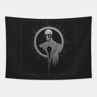 Monotone Illustration of Skull Tapestry