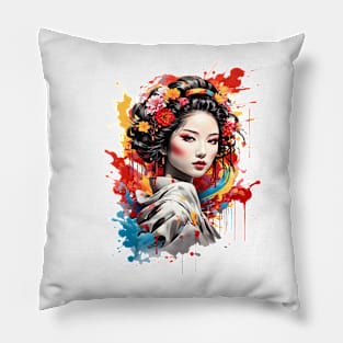 Japanese Geisha retro vintage anime oriental art design Pillow