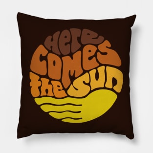 Here Comes the Sun Groovy Word Art Pillow