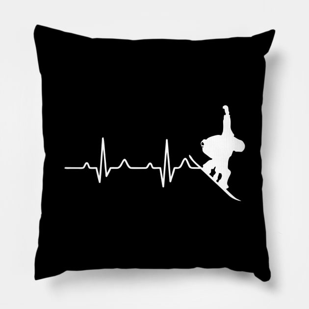 Cool Snowboarder Heartbeat Snowboarding Heart Beat Pillow by theperfectpresents