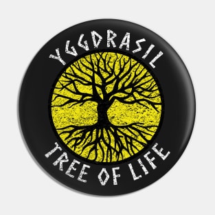 Tree of Life Yggdrasil Yellow Valhalla Vikings Grunge Distressed Pin