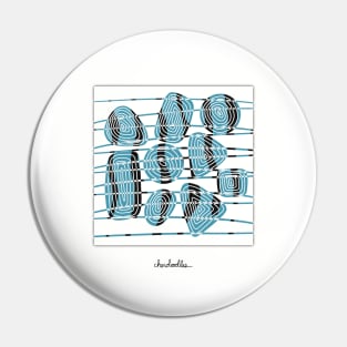 Lines and Swirls Making Visual Music, Black, Blue and White Illustration Pin