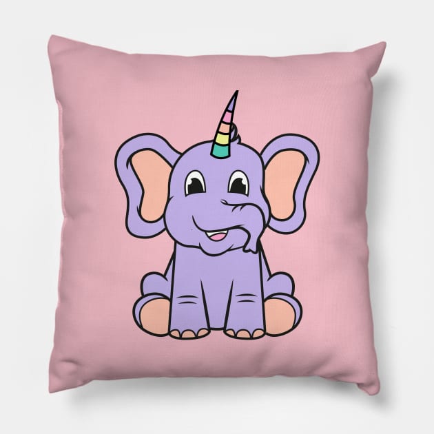 Elephanticorn, the combination of elephant and unicorn Pillow by All About Nerds