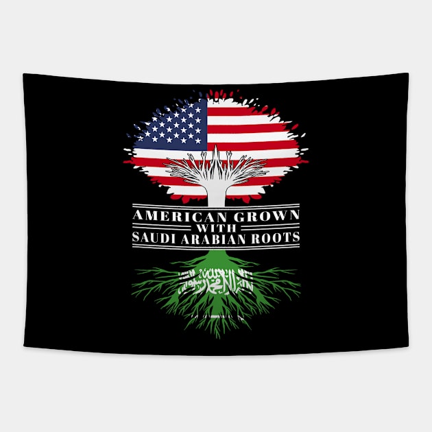 American Grown With Saudi Arabian Roots Us Saudi Arabia Flag Tree Tapestry by BramCrye