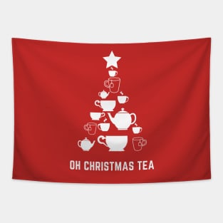 Funny Christmas Family Pyjama Top, Oh Christmas Tea, Funny Christmas Tree Pun, Christmas Pyjama Design Tapestry