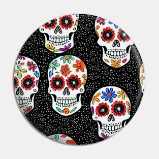 Skulls and roses pattern Pin