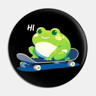 Hippity Hop, Hi! Cute Frog on a Skateboard Pin