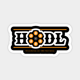 Hodl Bitcoin 6 Shooter Phat White Outline Magnet