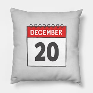 December 20th Daily Calendar Page Illustration Pillow