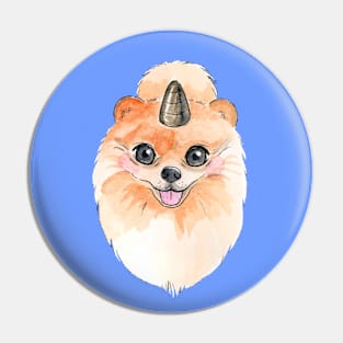 Magical Golden Horn Pomeranian  Dog Pin