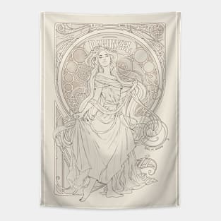 Art Nouveau Rapunzel Lineart Tapestry