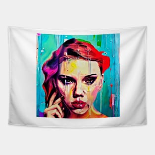 Portrait of Scarlett  Johansson Tapestry