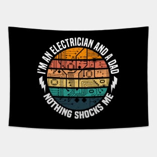 Funny Electrician Dad For Men Cool Daddy Electrical Engineer Tapestry