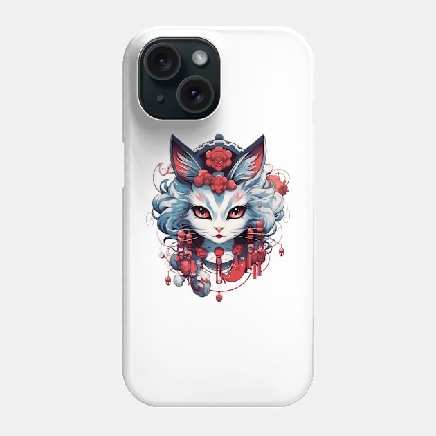 Cat geisha Nekomata Phone Case by RosaliArt