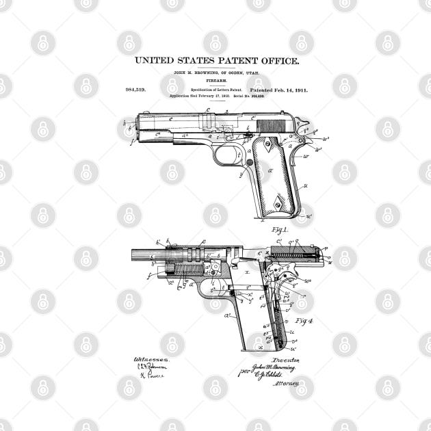 Firearm Colt 1911 Patent Black by Luve