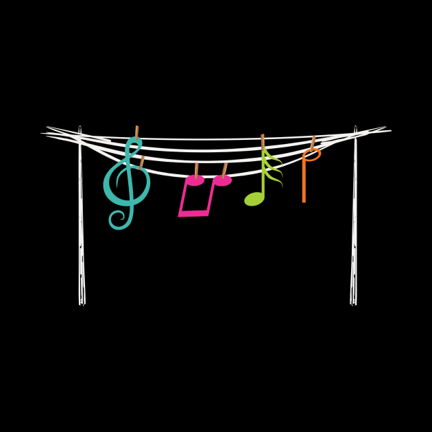 Music Notes in the Clothesline by Printadorable