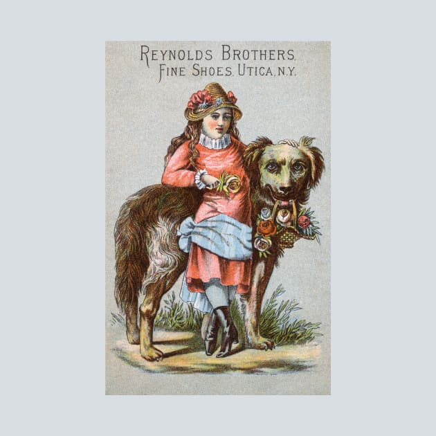 1885 Young Girl and her Giant Dog by historicimage