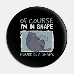 Of Course, I'm In Shape Round Is A Shape Funny Cat Pin