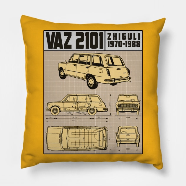 VAZ-2101 ZHIGULI LADA CAR Pillow by theanomalius_merch