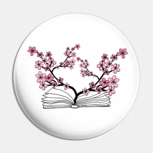 Open Book With Flowers Pin