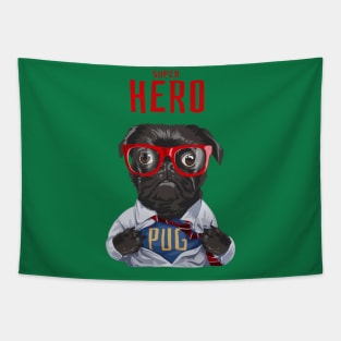 Super Hero Pug Tapestry