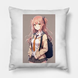Anime Girl Cute Student Sexy with Backpack Pillow