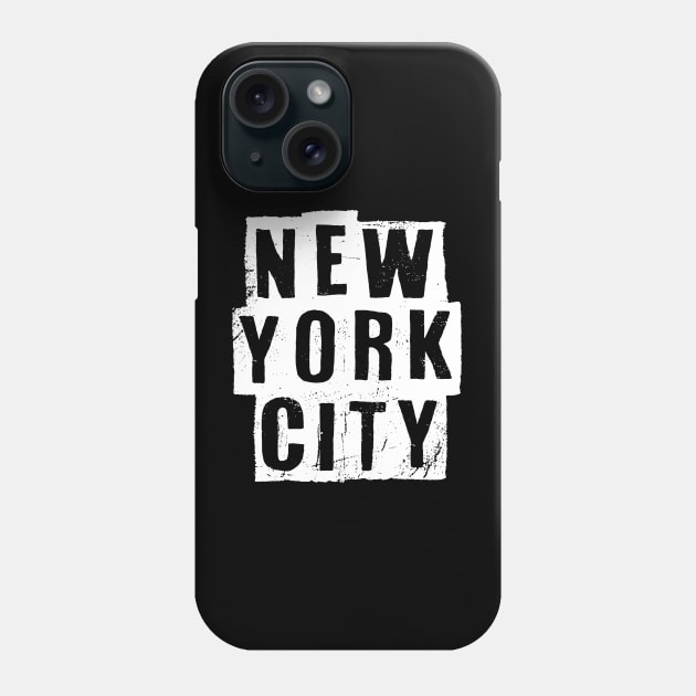New York City - Vintage White Text Phone Case by Whimsical Thinker