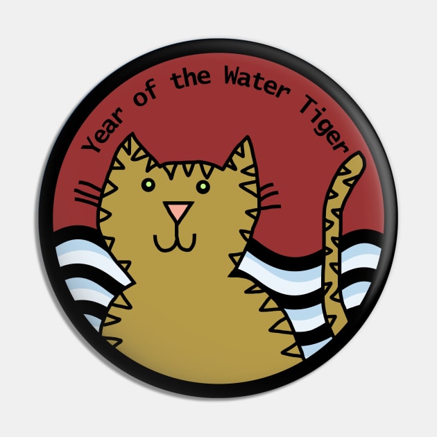 Cute Year of the Tiger Water Pin by ellenhenryart