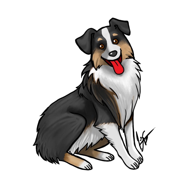 Dog - Australian Shepherd - Tri-color Black by Jen's Dogs Custom Gifts and Designs