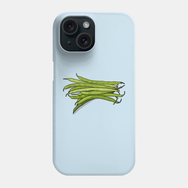 Green beans cartoon illustration Phone Case by Miss Cartoon