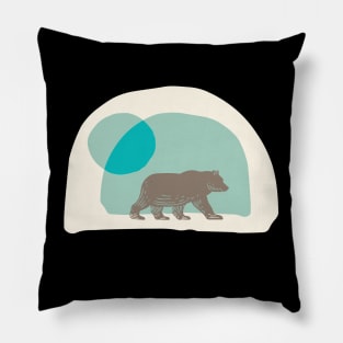 Sunset Bear in Blue & Green Hues Pillow