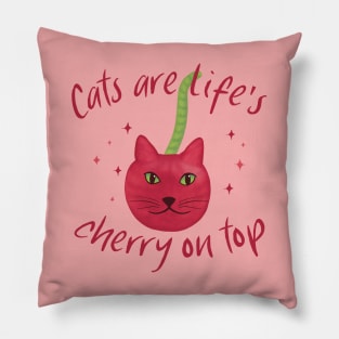 Cats are Life’s Cherry on Top – Cute Cherry Cat Cartoon Pillow