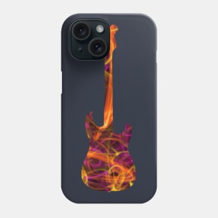 Orange on Pink Flame Guitar Silhouette Phone Case