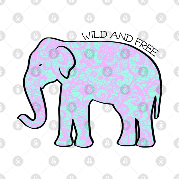 "Wild and Free" Pastel Lace Elephant by broadwaygurl18