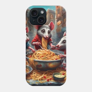 funny opossums eating pasta Phone Case