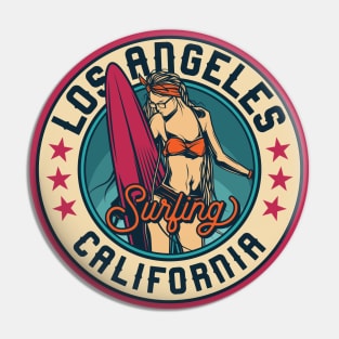 Vintage Surfing Badge for Los Angeles, California Pin