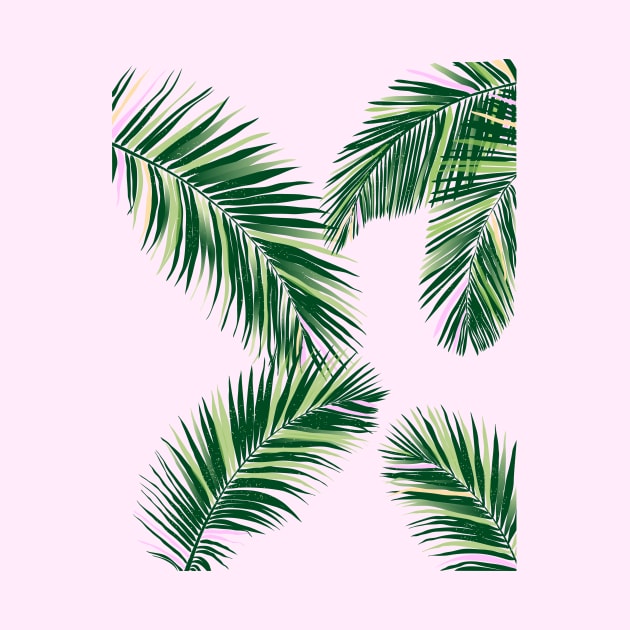 Palm Fronds on Pink by anneamanda