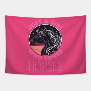 Just A Girl Who Loves Horses - Pink Text Tapestry