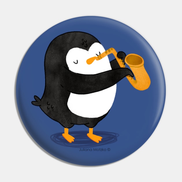 Steve Penguin playing a Saxophone Pin by thepenguinsfamily