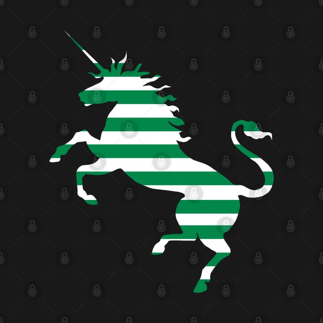 Glasgow Celtic Football Club Green and White Hooped Unicorn Silhouette by MacPean