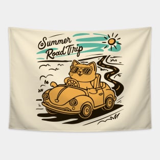 Summer Road Trip Vacation Cat lover Gift Tapestry