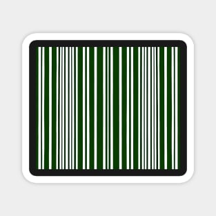 Green And White Vertical Striped - Dark Fern Green Aesthetic Lines Magnet