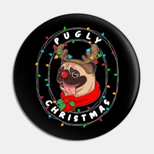 Funny Cute Pug Cool Pugly Christmas Costume Gift Pin