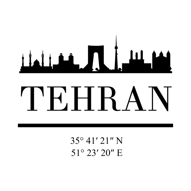 TEHRAN IRAN BLACK SILHOUETTE SKYLINE ART by deificusArt