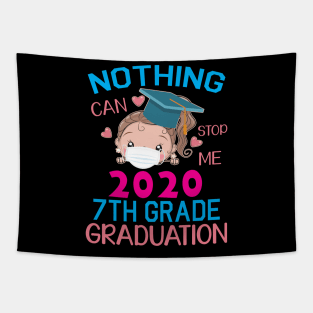 Girl Senior With Face Mask Nothing Can Stop Me 2020 7th Grade Graduation Happy Class Of School Tapestry