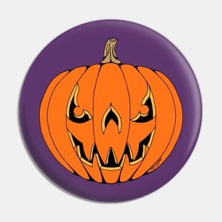 Scary Jack-o'-Lantern Halloween Design Pin