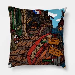 the high low lands. Europe after global warming. vintage illustration. Pillow