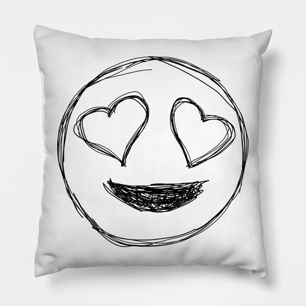 Dark and Gritty Smiley Face with Heart Eyes Emoji Pillow by MacSquiddles