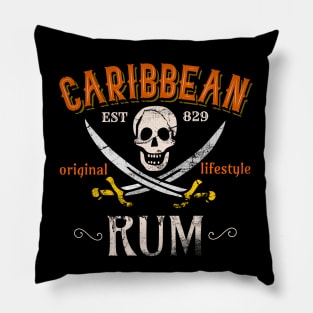 Caribbean Rum Pirates Distressed Sword Skull Lifestyle Pillow